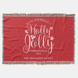 Manta Holly Jolly Navidades Holidays Family Name