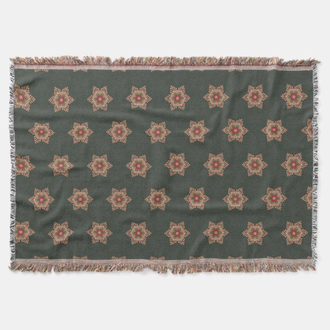 Manta Holly Star Holiday Throw Blanket Green (Anverso)