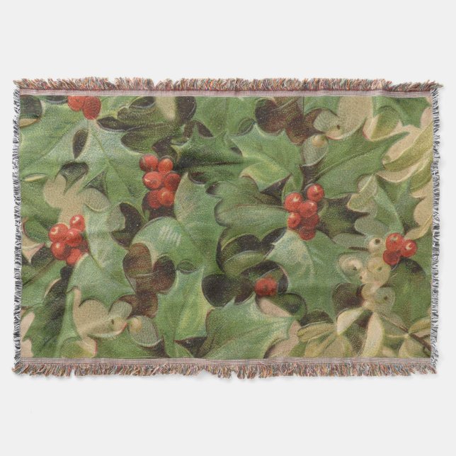 Manta Holly Tree Navidades Holiday Vintage (Anverso)