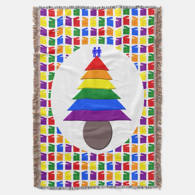 Manta Hombres gay arcoiris Árbol de Navidad y regalo (Frente vertical)