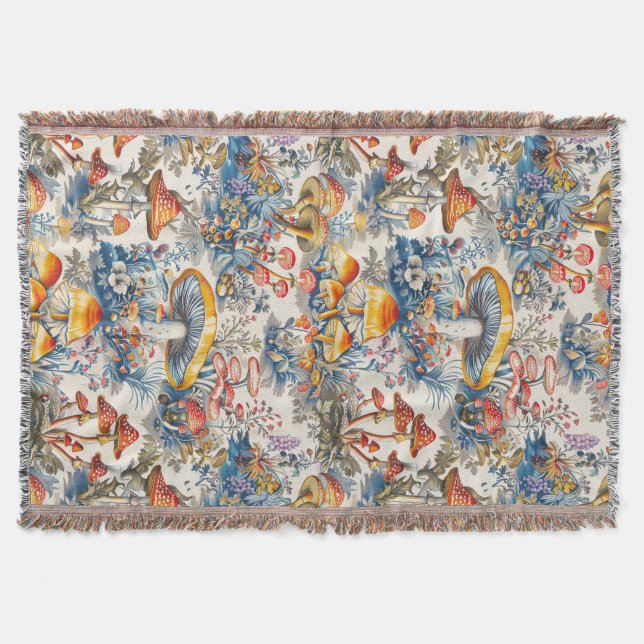 Manta Hongos místicos en la tela de Jouy (Anverso)