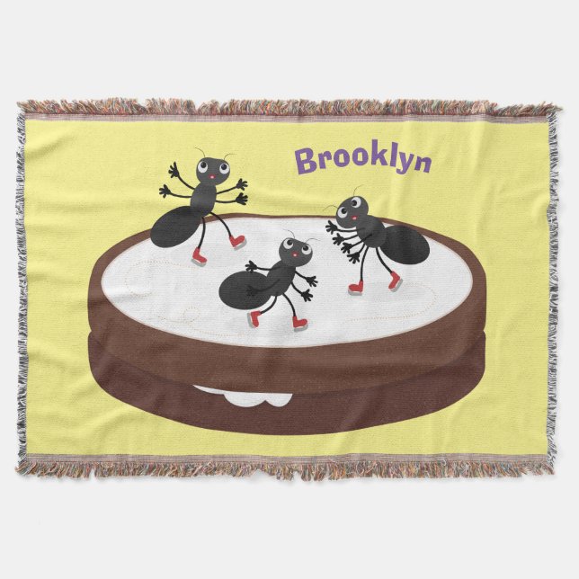 Manta Hormigas felices patinando hielo en personalizado  (Anverso)