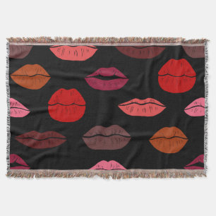 Manta Huella de labios, besos rosados rojos.