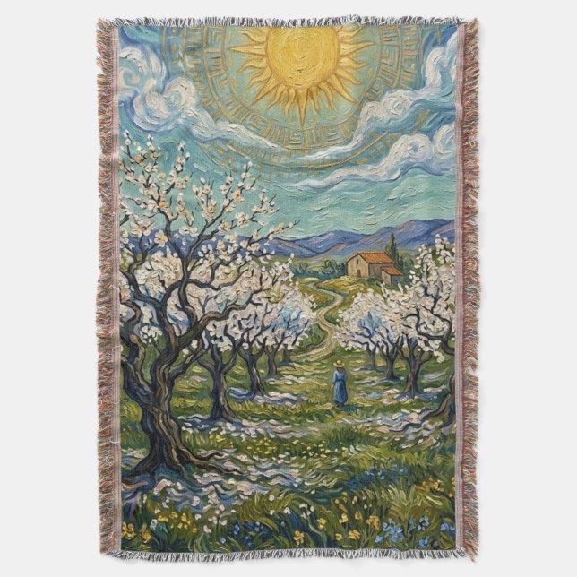 Manta Huerto de almendros al estilo de Van Gogh Floració (Frente vertical)