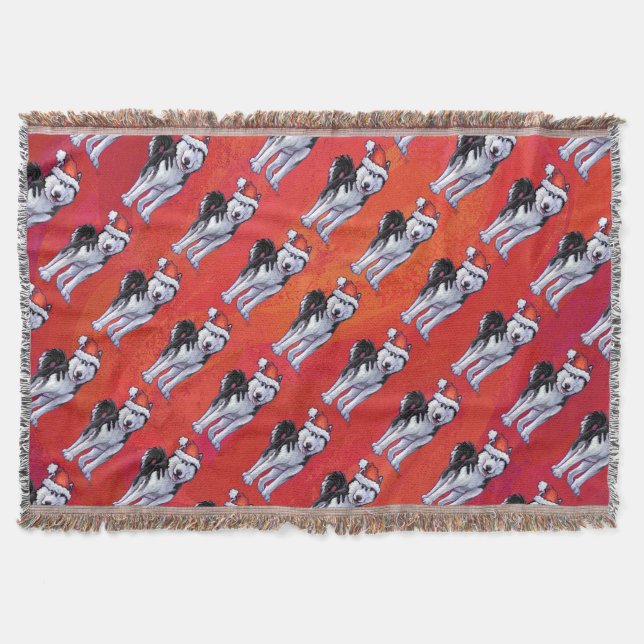 Manta Husky en Santa Hat en rojo (Anverso)