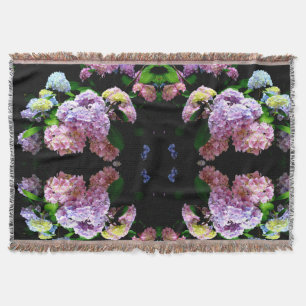 Manta Hydrangea garden, rosa, azul, violeta floral