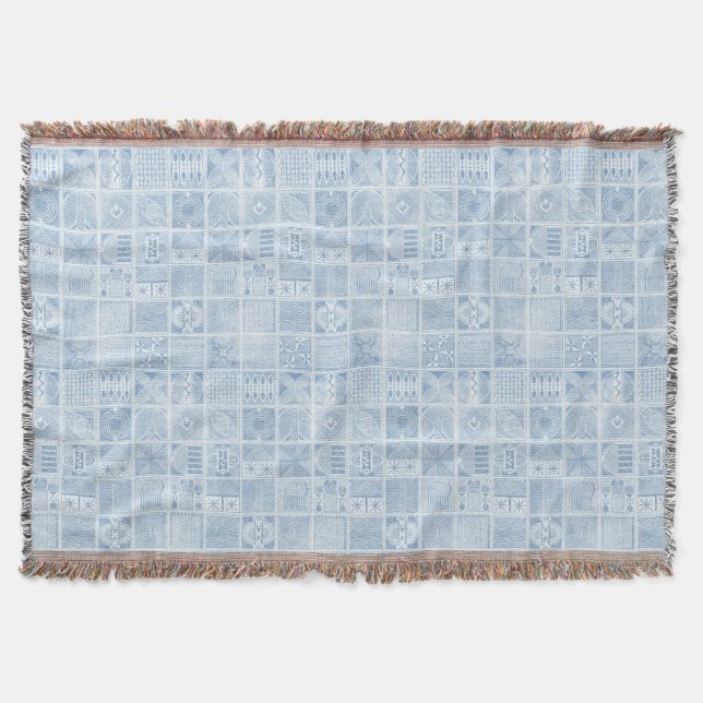 Manta Ibadan Dum Denim Yoruba Adire Woven Blanket (Anverso)