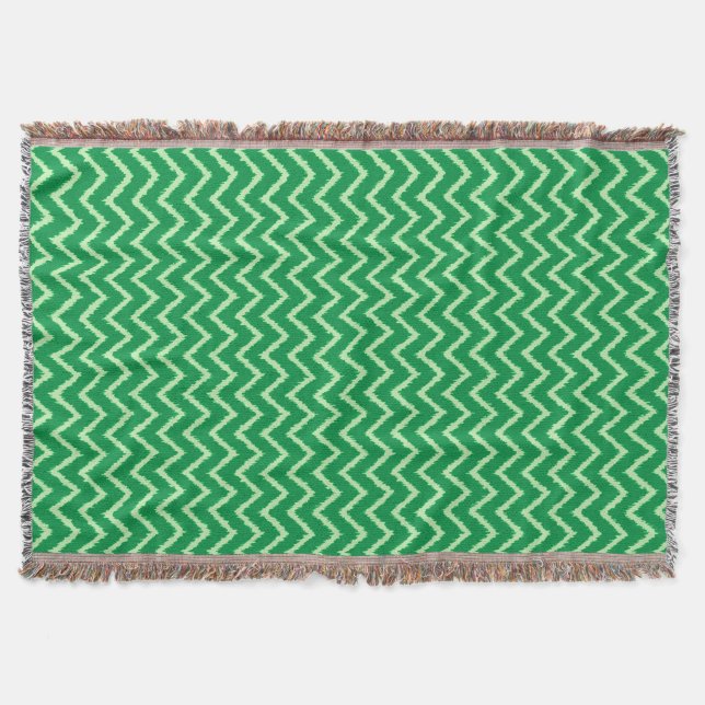 Manta Ikat Chevrons - Pino y verde claro (Anverso)