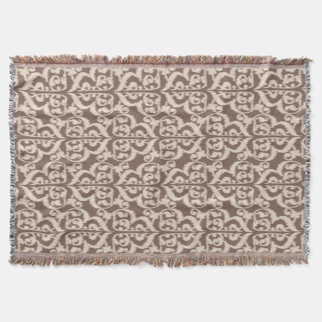 Manta Ikat Moorish Damask - beige y taupe (Anverso)