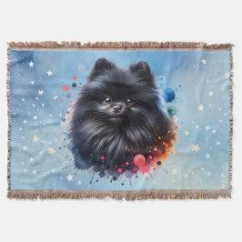 Manta Ilustracion de acuarela de pomerania negra