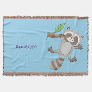 Manta Ilustracion de bebé de raccoon feliz lindo
