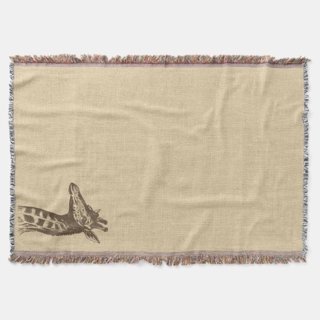 Manta Ilustracion de jirafa de época en Burlap (Anverso)