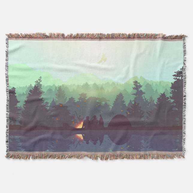Manta Ilustracion de montaña Camping Adventure Forest (Anverso)