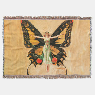 Manta Ilustración de Mujer Volando Mariposa Flapper