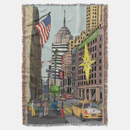 Manta Ilustracion de Navidades de Manhattan Winter New Y