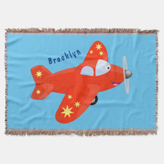 Manta Ilustracion de personalizado de avión rojo con vue (Anverso)