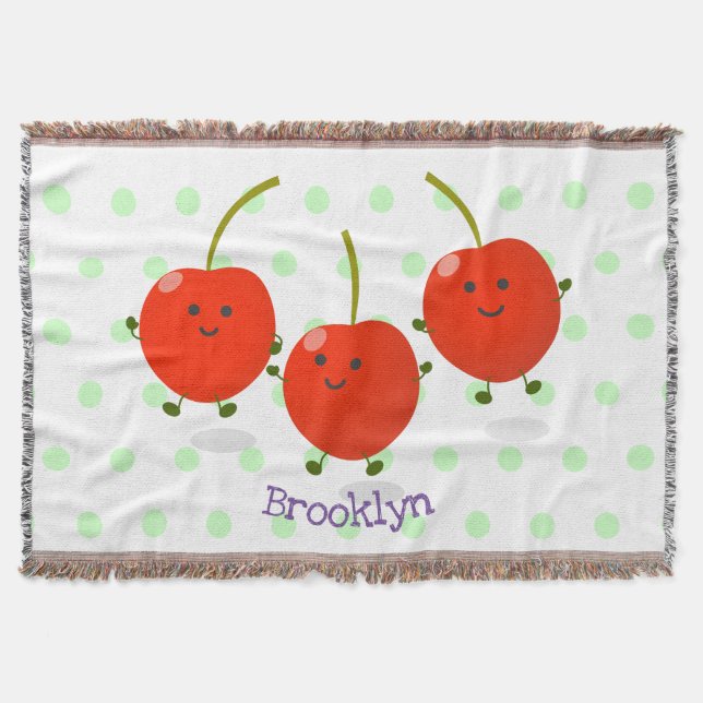 Manta Ilustracion de personalizado de cerezas rojas de s (Anverso)