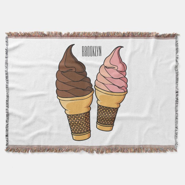 Manta Ilustracion de personalizado de helado de cono (Anverso)