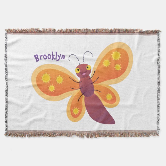 Manta Ilustracion de personalizado de mariposa naranja f (Anverso)