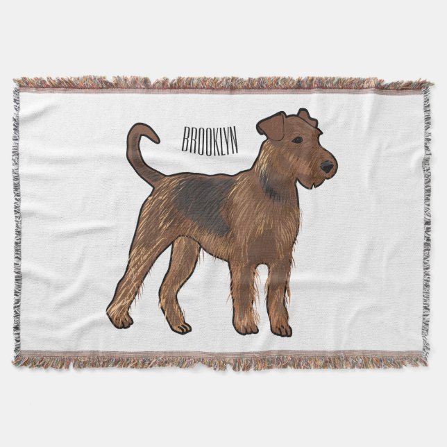 Manta Ilustracion de personalizado de perro Airedale ter (Anverso)