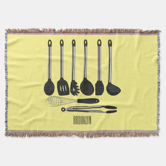 Manta Ilustracion de personalizados utensiales de cocina (Anverso)