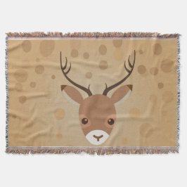 Manta ilustracion de renos sobre fondo marrón