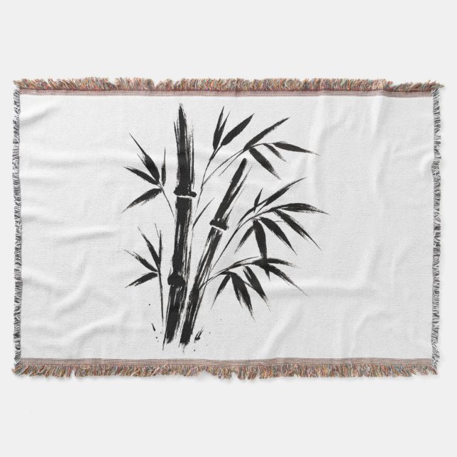 Manta Ilustracion de tinta de bambú - Diseño de Zen en (Anverso)