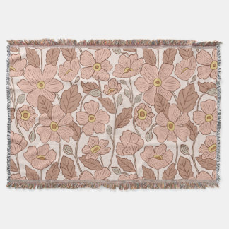 Manta Ilustración floral botánica rosa retro boho