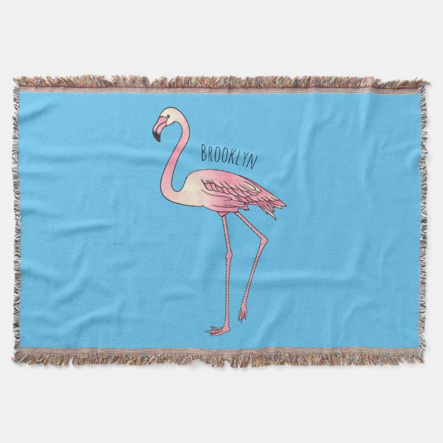 Manta Ilustracion personalizado de aves de Flamingo (Anverso)