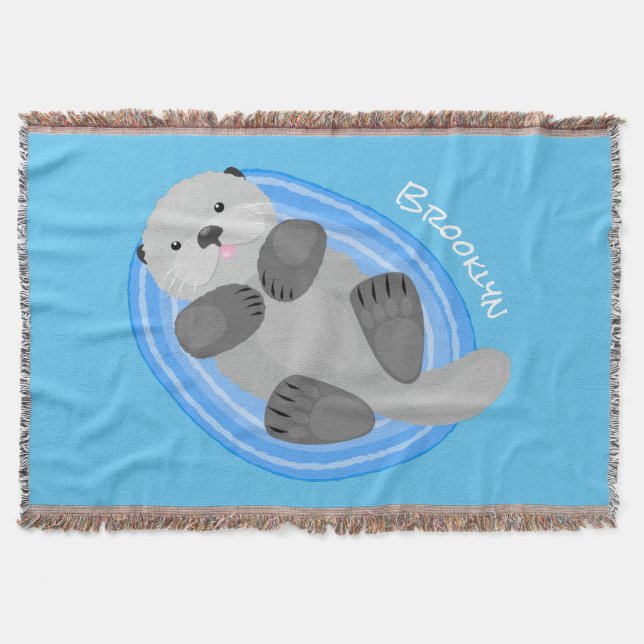 Manta Ilustracion personalizado de nutria marina feliz (Anverso)
