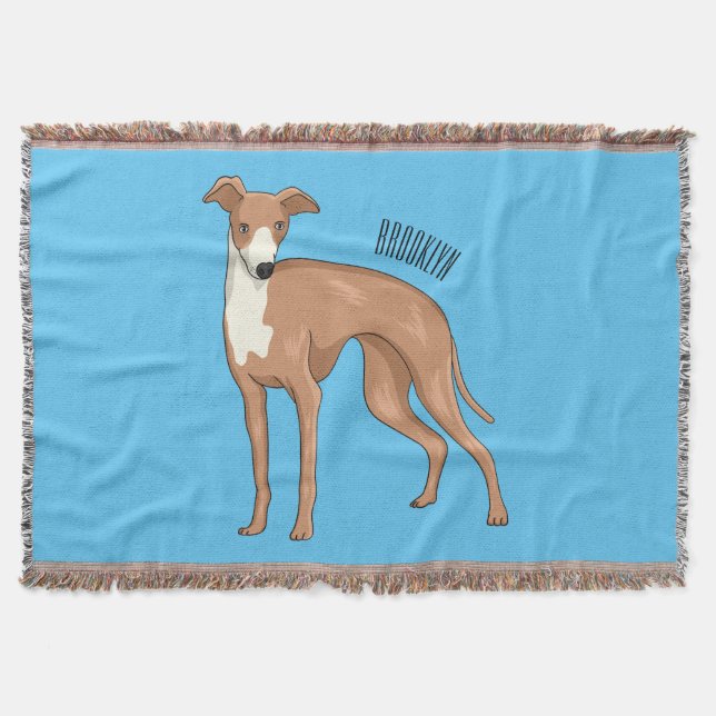 Manta Ilustracion personalizado de perro de Greyhound (Anverso)