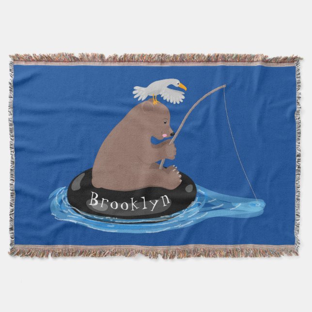 Manta Ilustracion personalizado de pesca de cachorro de  (Anverso)