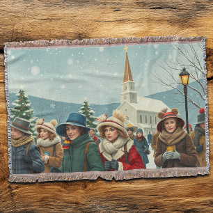 Manta Ilustracion Vintage Personas abandonando la iglesi