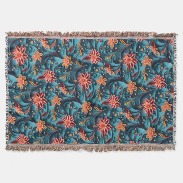 Manta Impermeable patrón de papel floral Throw Blanket (Anverso)