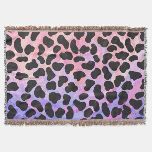 Manta Impresión dálmata en negro y rosa