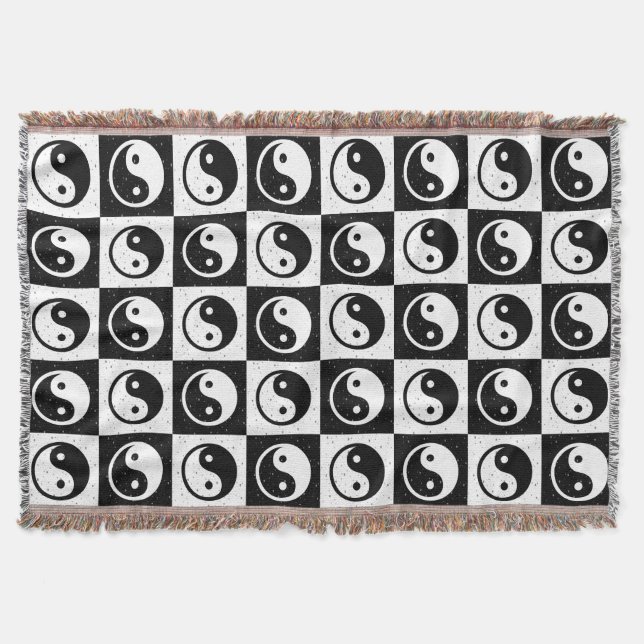 Manta Impresión de bloques en Zen Yin-yang en blanco neg (Anverso)
