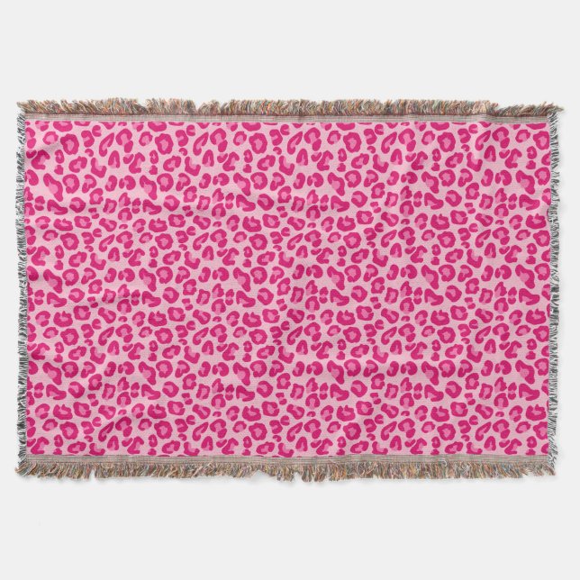 Manta Impresión de leopardo en rosa pastel, rosa calient (Anverso)