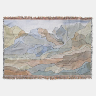 Manta Impresión de línea de acuarela de regiones de mont