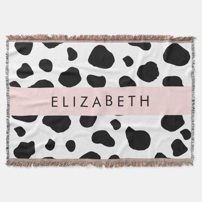 Manta Impresión de vaca, Cuadros De Vaca, Blanco Y Negro (Anverso)