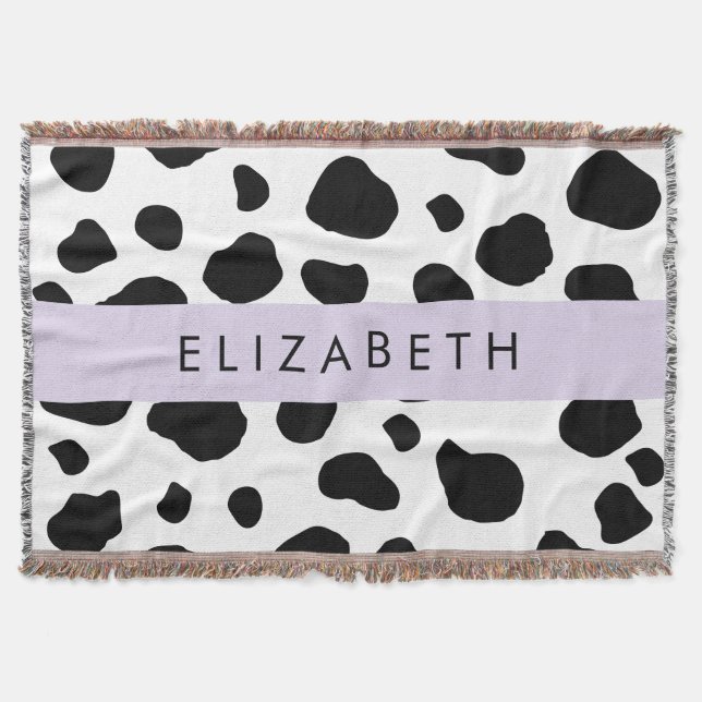 Manta Impresión de vaca, Cuadros De Vaca, Blanco Y Negro (Anverso)