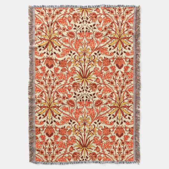 Manta Impresión de William Morris Hyacinth, Naranja y óx (Frente vertical)