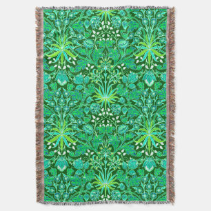 Manta Impresión de William Morris Hyacinth, verde esmera
