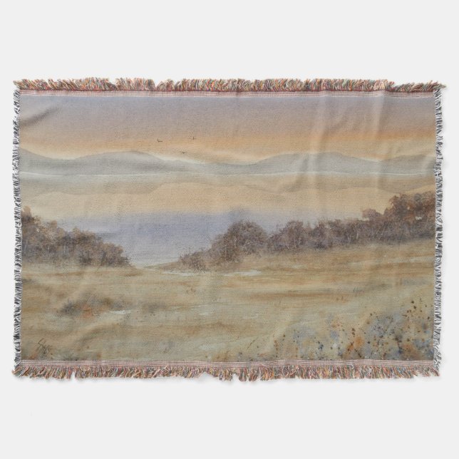 Manta Impresión del paisaje acuático de Dusk Lake Rubor (Anverso)