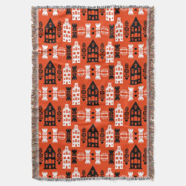 Manta Imprimir arte folclórico holandés en los Países Ba (Frente vertical)