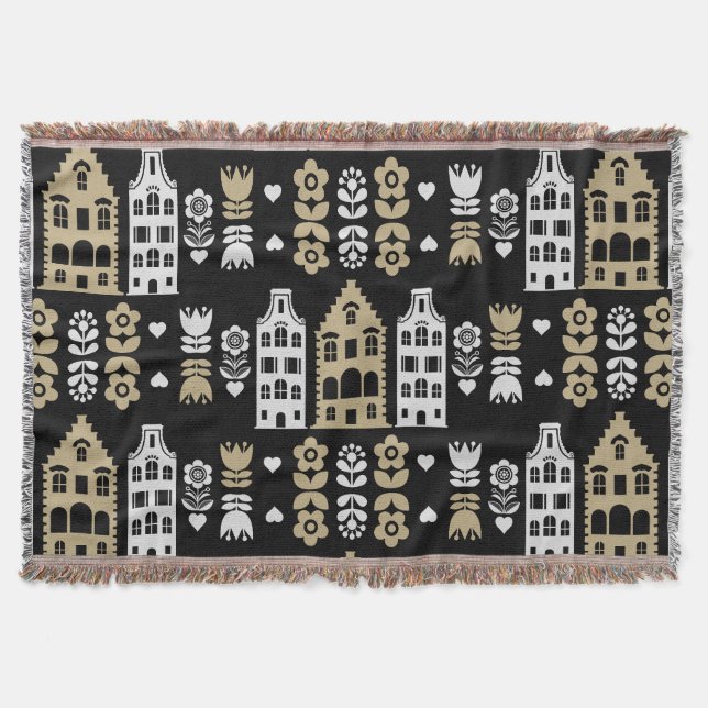 Manta Imprimir arte folclórico holandés tradicional (Anverso)