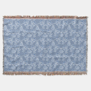 Manta Indigo azul Etnico Floral Imprimir pantalla