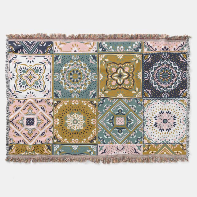Manta Indio de Talavera: Patchwork, mosaico étnico. (Anverso)
