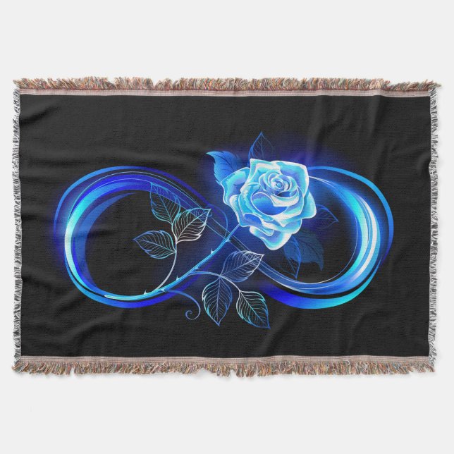 Manta Infinito brillante con rosa azul (Anverso)