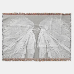 Manta Iniciales de la pareja ANGEL ALAS Elegante Gris