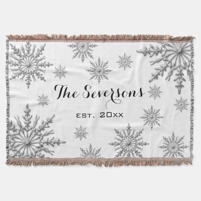 Manta Invierno de tono plateado tiñe de nieve en blanco (Anverso)